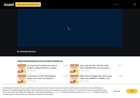 An image of the website hosting the bookish podcast