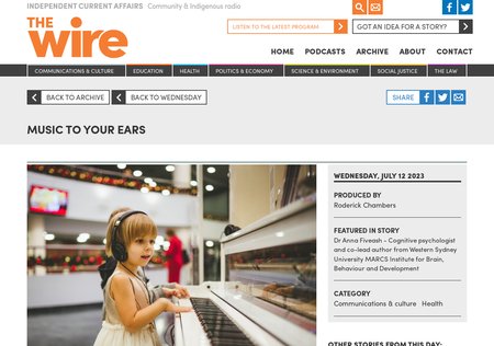 Screenshot of the the wire website